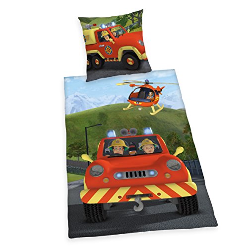 Herding Bettwäsche-Set Feuerwehrmann Sam, Baumwolle, Bunt, 200 x 135 cm