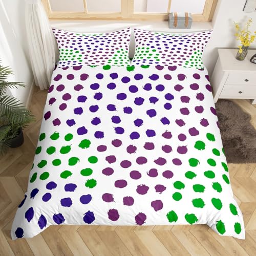Homewish Pinsel Schlag Geometrisches Lila Grün Mikrofaser Bettwäsche 135x200 Polka Punkte Bettbezug Kinder Teenager Erwachsene Bettwäsche Set Böhmische Ästhetik Bedding 1 Kissenbezug Raumdekor