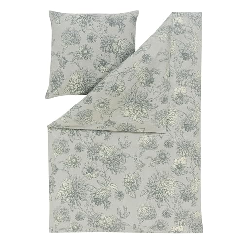 ESTELLA Feinflanell Bettwäsche Luserna salbei 1 Bettbezug 135 x 200 cm + 1 Kissenbezug 80 x 80 cm
