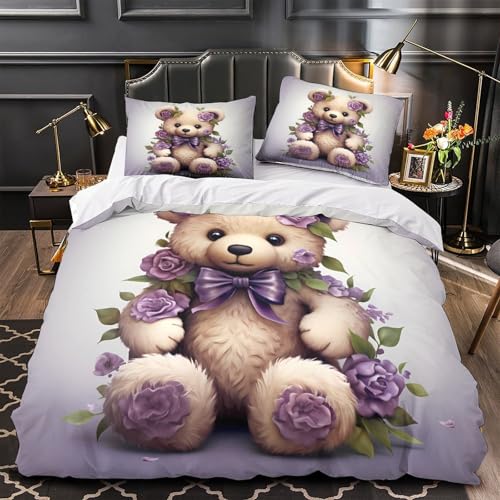 VOXYTMLWG Tiger Roaring 3D Druck 3 Stück Wild Animal Bettdeckenbezug Bettwäsche-Set Zip Verschluss Bequem mit Kopfkissenbezug for Jungen,Teenager,Männer,J ugendliche Single?140x200cm?