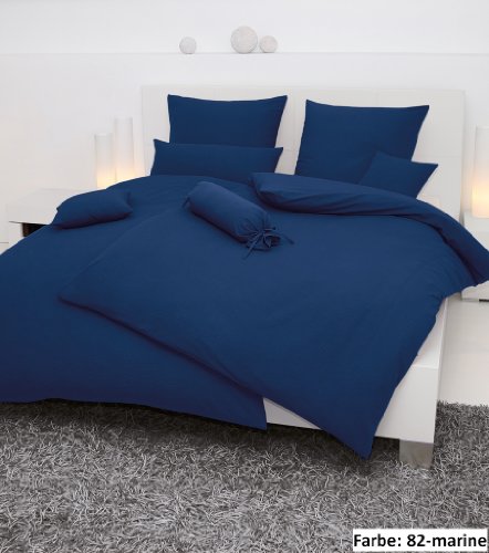 Janine Bettwäsche Piano 0125, Gr. 135x200 cm, Fb. 82 Marine, Mako-Soft-Seersucker