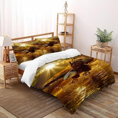 CIVETGDC Twilight Adler Bettwäsche Set 3-teilig Mit Kissenbezügen Reißverschluss Animal Themes Forest Animals Betten Set Für Jungen Und Mädchen,Kinder Double?200x200cm?