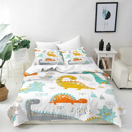 ANHOPE Bunte Cartoon Dinosaurier Bettwäsche Set Microfaser Bettbezüge mit Reißverschluss 2 Teilig Bettbezug 135x200 cm + Kissenbezug 80x80 cm Weich Bettdeckenbezug Set für Kinder Jungen Mädchen ANHOPE Bunte Cartoon Dinosaurier Bettwäsche Set Microfaser Bettbezüge mit Reißverschluss 2 Teilig Bettbezug 135x200 cm + Kissenbezug 80x80 cm Weich Bettdeckenbezug Set für Kinder Jungen Mädchen