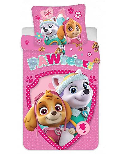 Baby Bettwäsche Set 2tlg. Paw Patrol 100% Baumwolle 100x135 cm, 40x60 cm, Skye und Everest