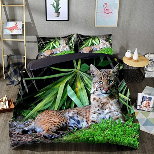 LUYAPOND Bettwäsche 135x200 Luchs Bettwäsche Set für Kinder, Mikrofaser Bettbezüge, 1 Bettbezug mit Reißverschluss + 1 Kissenbezug 80x80 cm