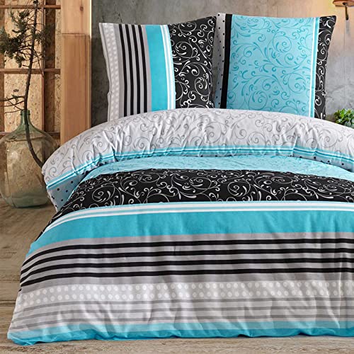 Buymax® Bettwäsche 135x200 100% Baumwolle 2-Teilig Bettbezug - Bettwäsche-Sets 135 x 200cm mit 1 mal Kissenbezug 80x80cm, ÖKO-TEX Renforcé-Bettdeckenbezug Set mit Reißverschluss