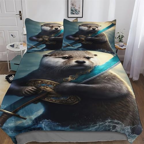 GGJJTT Pirat-Otter Bettwäsche Angenehme Bettbezüge, Mikrofaser Bettdeckenbezug, Für Jungen Mädchen 2teilig Bettbezug + Kissenbezug Single135x200cm