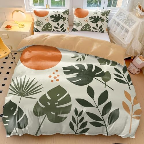 Boho-Bettbezug mit Blattmuster, strukturiert, 3-teilig, geometrischer Bettbezug, Marineblau und goldfarbene Punkte, Bettwäsche (04, Doppelbett 200 x 200 cm + 65 x 65 cm x 2) Boho-Bettbezug mit Blattmuster, strukturiert, 3-teilig, geometrischer Bettbezug, Marineblau und goldfarbene Punkte, Bettwäsche (04, Doppelbett 200 x 200 cm + 65 x 65 cm x 2)