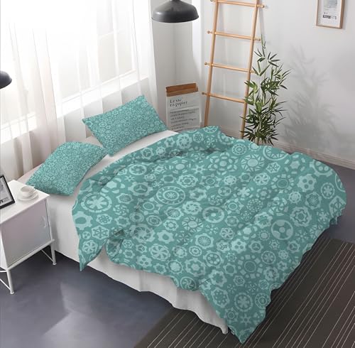 YZQGLHP Kinder Bettwäsche Set TüRkis Bettwäsche 135x200 cm Jungen Bettbezug für Mädchen Kids Microfaser Himmlische Qualität Betten Set mit 1 Kissenbezug 80x80cm Einzelbett