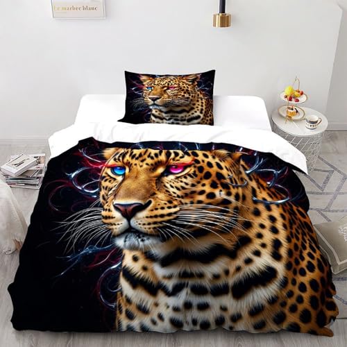 SOJFGSNAJ Leopard Bettwäsche Für Allergiker Bettwäsche Aus Microfaser -Bettdeckenbezug Set Mit Reißverschluss Double?200x200cm? SOJFGSNAJ Leopard Bettwäsche Für Allergiker Bettwäsche Aus Microfaser -Bettdeckenbezug Set Mit Reißverschluss Double?200x200cm?