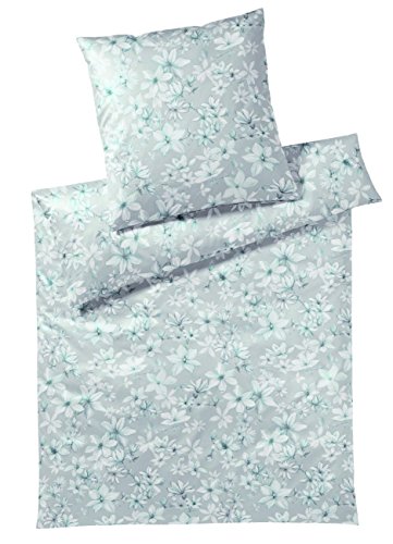 elegante Mako-Satin Bettwäsche Fairy Minze 1 Bettbezug 135 x 200 cm + 1 Kissenbezug 80 x 80 cm