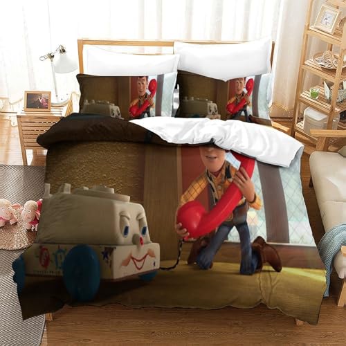 QRWEW Toy Story Bettbezug Bettwäsche Kinderbettwäsche-Set Reißverschluss Mit Kissenbezug Betten Set Für Jungen Und Mädchen, Kinder King?220x240cm?