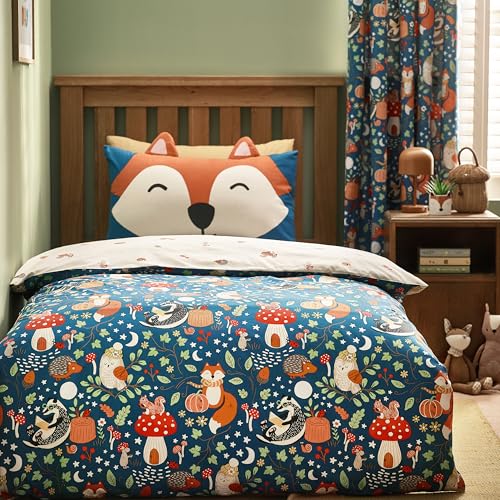 Catherine Lansfield Fox and Woodland Friends Wende-Bettwäsche-Set mit Kissenbezug, für Einzelbett, Grün Catherine Lansfield Fox and Woodland Friends Wende-Bettwäsche-Set mit Kissenbezug, für Einzelbett, Grün