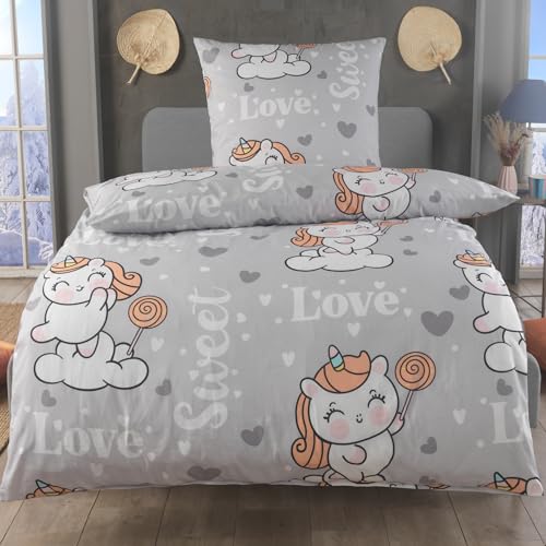 DreamHome Fein-Biber Bettwäsche 135x200 Baumwolle Biber, extra Flauschige Bettbezug, Einhorn Bettdecke, kuschelige Kinder Bettwäsche DreamHome Fein-Biber Bettwäsche 135x200 Baumwolle Biber, extra Flauschige Bettbezug, Einhorn Bettdecke, kuschelige Kinder Bettwäsche