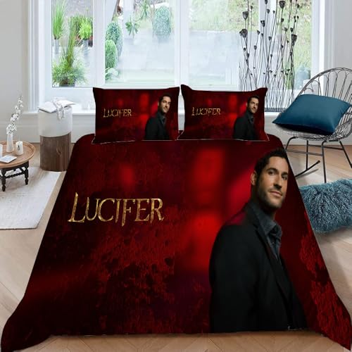 LORDOS Bettwäsche 135x200 Lucifer Bettwäsche-Sets Mit Kissenbezüge 80x80cm Aus Mikrofaser Mit Reißverschluss Weich Und Bügelfrei - Für Allergiker Geeignet LORDOS Bettwäsche 135x200 Lucifer Bettwäsche-Sets Mit Kissenbezüge 80x80cm Aus Mikrofaser Mit Reißverschluss Weich Und Bügelfrei - Für Allergiker Geeignet