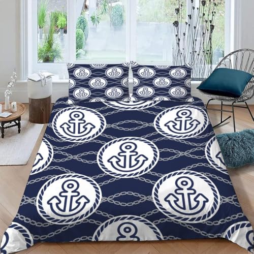 Bettwäsche 90X190 cm 3 Teilig 3D Anker-Segelwerkzeug Bettbezug Microfaser Bettwäsche Set Winter Sommer Warme Weich Kinderbettwäsche - Anti-Allergie Bettwaren Mit 2 Kissenbezug -87520617100