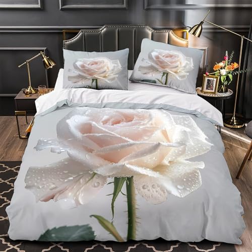 VOXYTMLWG Weiß Tiger Mikrofaser Bequem 3D Druck Bettwäsche-Set 3 Stück Wild Animal Bettdeckenbezug Zip Verschluss for Jungen,Teenager,Männer,J ugendliche Single?140x200cm?