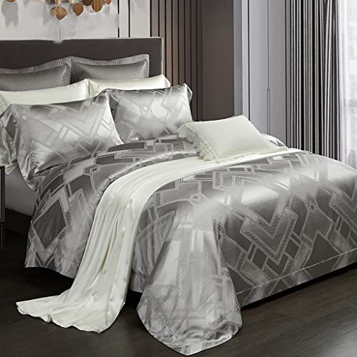 BXGGXBYSW Bett Vierteiliges Seidenbettbezug Seide Nude Schlafbettbezug Satin Hautfreundliche weiche Bettwäsche (D 200 * 230 cm)