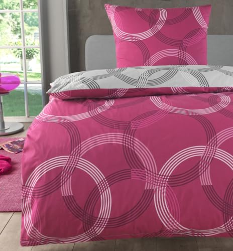 MALIKA Bettwäsche 135x200 Baumwolle, 2-teiliges Set, Kreismuster, Wende Bettbezug 135 x 200 cm, Kissenbezug 80x80 cm, Renforcé, atmungsaktiv, maschinenwaschbar, Elegante Farben MALIKA Bettwäsche 135x200 Baumwolle, 2-teiliges Set, Kreismuster, Wende Bettbezug 135 x 200 cm, Kissenbezug 80x80 cm, Renforcé, atmungsaktiv, maschinenwaschbar, Elegante Farben