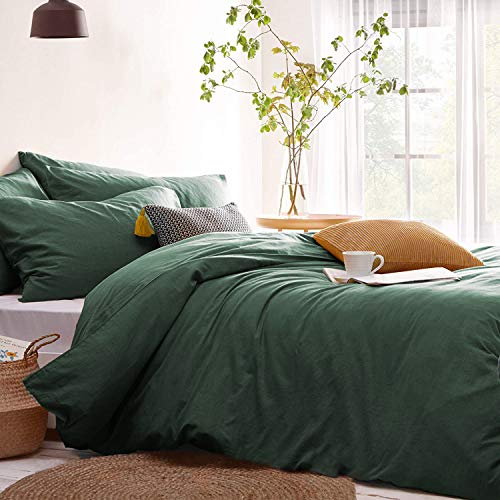 Lanqinglv Bettwäsche 200x220cm Grün Dunkelgrün Microfaser Bettwäscheset Uni Unifarben Doppelbett Bettbezug mit Reißverschluss und 2 Kissenbezüge 80x80 cm - Romantisch und Elegant
