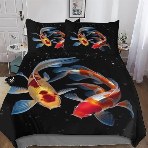PAZZK Fisch Bettwäsche Premium Atmungsaktive Angenehme Bettbezüge, Mikrofaser Bettdeckenbezug, Für Jungen Mädchen 2teilig Bettbezug + Kissenbezug Single (135x200cm)