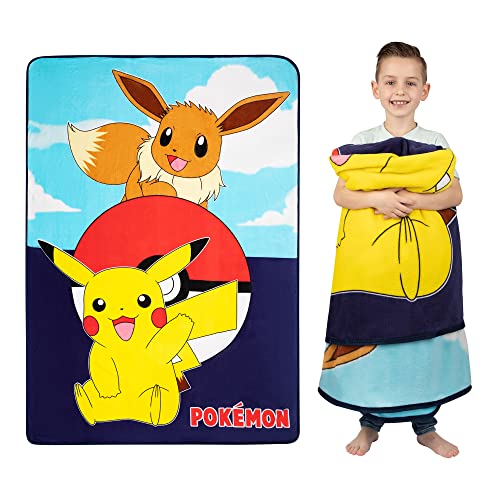 Franco Kids Bedding Super Soft Plush Micro Raschel Decke, 157,5 x 228,6 cm, Pokemon