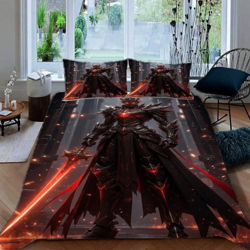 Zbeiba Bettbezug 135x200,3D Eisen-Krieger Drucke Muster Für Teenager Kinder weich Komfort Mikrofaser Bedding Bettbezug Mit Reißverschluss + 2 Kissenbezüge(135x200+2 * 80x80,#6