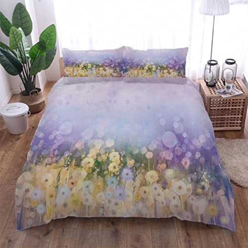 VACSAX Bettbezug 200x220 cm, Bettwäsche Set Mikrofaser Mit Reißverschluss 3D Verträumte Pusteblume Weich Wendebettwäsche, Modern Microfaser, 3Teilig Mit Kissenbezug 80x80 cm Mikrofaser Kinder