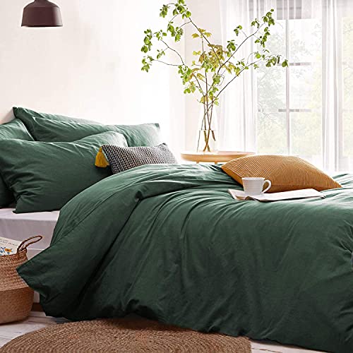 Lanqinglv Bettwäsche 155x220cm Grün Dunkelgrün,Weiche Mikrofaser ÖKO-TEX Bettwäsche-Sets Uni Bettbezug Deckenbezug mit Reißverschluss und Kissenbezüge 80x80cm