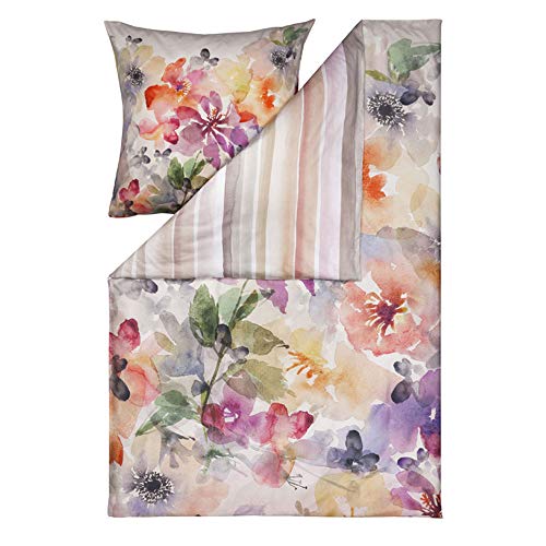 ESTELLA Bettwäsche Blossoms | Multicolor | 135x20 + 80x80 cm | Mako-Satin mit seidigem Glanz | trocknerfest | atmungsaktiv und anschmiegsam | 100% Baumwolle