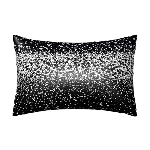 Satin-Kissenbezug für Haar und Haut, weich, atmungsaktiv, kühlend, glatt, mit Reißverschluss, Dekoration für Bettwäsche, Wohnzimmer, Sofa, 50,8 x 76,2 cm, Schwarz / Weiß