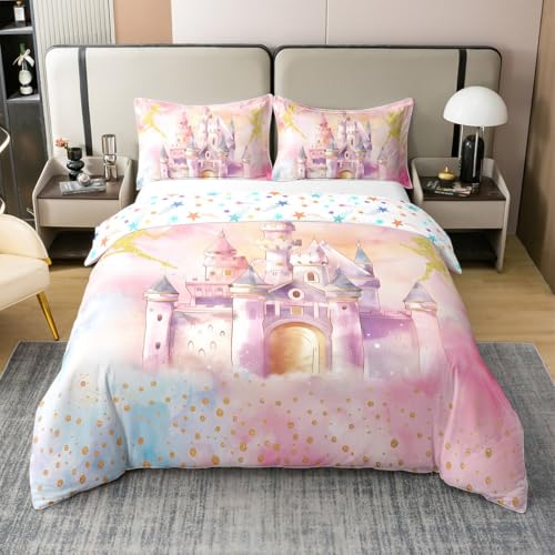 Schloss 100% Baumwolle Bettbezug für Kinder Jungen Mädchen,Prinzessin Fee Bettwäsche Set 135x200,Regenbogen Ombre Tröster Abdeckung,Galaxy Bett Set mit 1 Kissenbezug für Schlafzimmer Schloss 100% Baumwolle Bettbezug für Kinder Jungen Mädchen,Prinzessin Fee Bettwäsche Set 135x200,Regenbogen Ombre Tröster Abdeckung,Galaxy Bett Set mit 1 Kissenbezug für Schlafzimmer