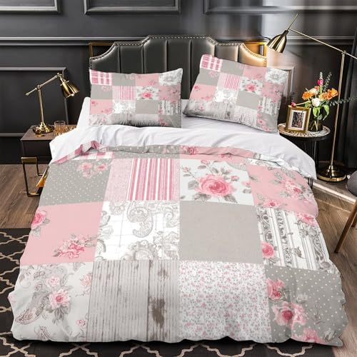 VOXYTMLWG Pink Hes Hautfreundlich 3D-gedrucktes Bettwäsche 3 Stück mit Reißverschluss Wild Animal Druck Bettbezug Bequem for Erwachsene,Kinder,Männer ,Fans Single?135x200cm?