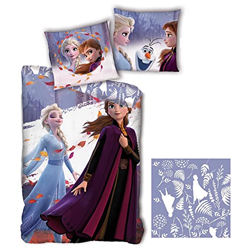 Frozen Aymax S.P.R.L. Bettwäsche Anna und ELSA wendbarer Bettbezug 140 x 200 cm + Kissenbezug 63 x 63 cm