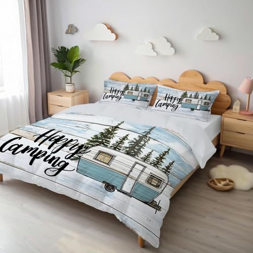 Bettwäsche 135x200cm 2 Teilig Holzmaserung Wohnmobil Muster Wende Bettwäsche Set, Natur Waldmuster Hellblau Microfaser Bettbezug mit Reißverschluss + 1 Kissenbezug 80x80 cm Bettwäsche 135x200cm 2 Teilig Holzmaserung Wohnmobil Muster Wende Bettwäsche Set, Natur Waldmuster Hellblau Microfaser Bettbezug mit Reißverschluss + 1 Kissenbezug 80x80 cm