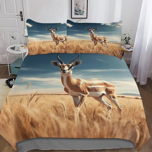 GGJJTT Hirsch Bettwäsche-Set 2teilig Bettbezug Und Kissenbezug, Für Jungen Mädchen Schlafzimmer Mikrofaser Bettbezüge Bettgarnitur Single135x200cm