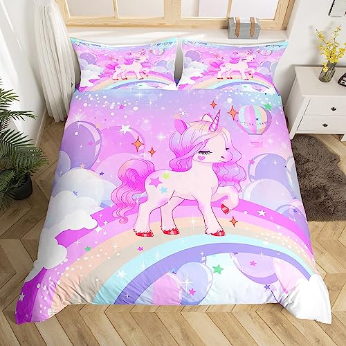 Loussiesd Einhorn Bettwäsche Set 155x220cm Mädchen Regenbogen Einhorn Bettbezug Set Umkehrbar Betten Set Kinder Galaxie Stars Magisch Lila Einhorn Tier Zimmer Dekor Bettwäsche mit 1 Kissenbezug Loussiesd Einhorn Bettwäsche Set 155x220cm Mädchen Regenbogen Einhorn Bettbezug Set Umkehrbar Betten Set Kinder Galaxie Stars Magisch Lila Einhorn Tier Zimmer Dekor Bettwäsche mit 1 Kissenbezug