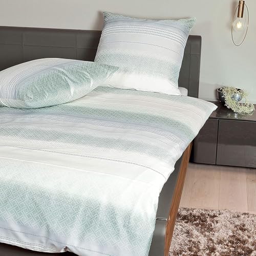 Janine Design Mako-Satin Bettwäsche Moments 98038 mineralgrün 1 Bettbezug 135 x 200 cm + 1 Kissenbezug 80 x 80 cm