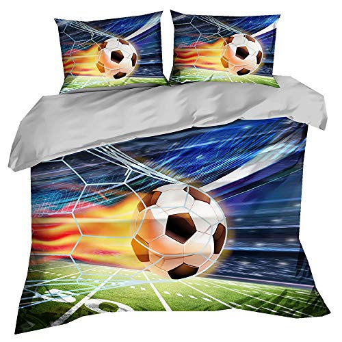 Stillshine Bettwäsche 3 Stück Doppelbett 200x200 cm 3D Flamme Basketball Fußball Boxen Drucken 1 Bettbezug und 2 Kissenbezug Anti-Feuchtigkeit, Anti-Milbe, glatt und bequem