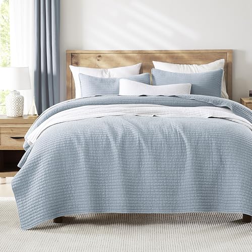 WDCOZY Bettwäsche-Set für King-Size-Betten, Musselin-Baumwolle, Daunen-Alt-Poly-Füllung, California Cal Shabby Chic, rustikale Landhaus-Tagesdecke, strukturierte Gaze-Decke, 2 Kissenbezüge, Blau WDCOZY Bettwäsche-Set für King-Size-Betten, Musselin-Baumwolle, Daunen-Alt-Poly-Füllung, California Cal Shabby Chic, rustikale Landhaus-Tagesdecke, strukturierte Gaze-Decke, 2 Kissenbezüge, Blau