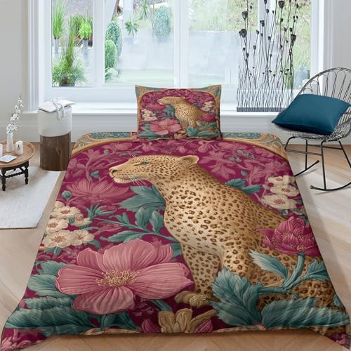Leopard Bettwäsche-Set, 3D Druck,Microfaser Bettbezug,Kopfkissenbezug ,3-teilig Für Erwachsene Kinder Teenager Single?135x200cm? Leopard Bettwäsche-Set, 3D Druck,Microfaser Bettbezug,Kopfkissenbezug ,3-teilig Für Erwachsene Kinder Teenager Single?135x200cm?