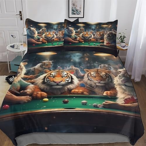 LCWWW Tiger Bettwäsche 2teilig - Bettbezüge Sets Mit Kissenbezug, Weich Bettbezug Mikrofaser Für Jungen Mädchen Bettdeckenbezug Single(135x200cm)