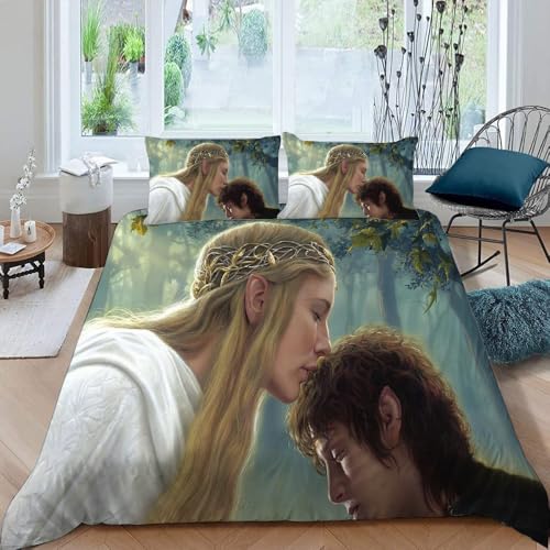 DTASSVEW The Lord of The Rings -Bettwäsche Set, Poster Serie -A044 Bettbezug für Kinder, Teenager, Jungen, Mädchen,Bettdeckenbezug 200x200cm mit 2 Kissenbezug 80 x 80cm