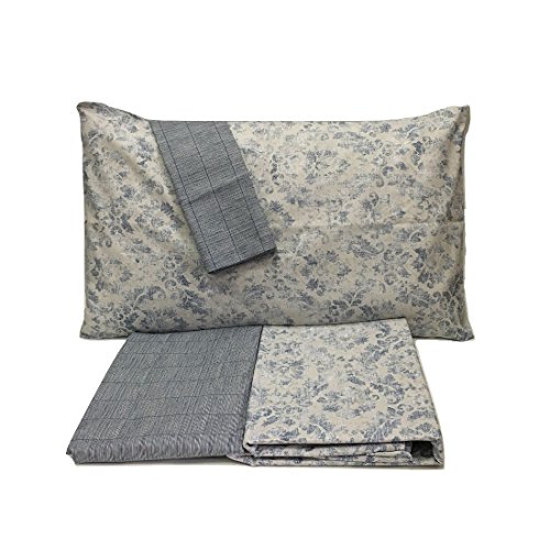 Zucchi Bettlaken Golden City Blau V.3 Doppelbett (Oberlaken 240 x 280 + Spannbettlaken 175 x 200 + 4 Kissenbezüge 50 x 80)