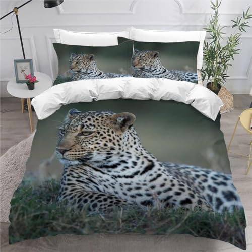Bettwäsche 135x200 Leoparden Weiche Mikrofaser Bettwäsche Set 3D-Druck Bettbezug Wilde Tiere 3 Teiliger Bettbezüge mit Reißverschluss und 2 Kissenbezüge b.1482 Bettwäsche 135x200 Leoparden Weiche Mikrofaser Bettwäsche Set 3D-Druck Bettbezug Wilde Tiere 3 Teiliger Bettbezüge mit Reißverschluss und 2 Kissenbezüge b.1482