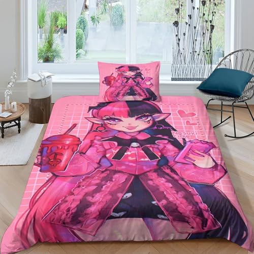 GDEKCIEAS Monster High 3D Gedruckter Animierte Figuren Bettbezug Set Bettwäschegarnitur Mädchen Junge Kinder Bettwäsche Und Kissenbezüge Reissverschluss Weich Microfaser 3 Teilig Single?135x200cm? GDEKCIEAS Monster High 3D Gedruckter Animierte Figuren Bettbezug Set Bettwäschegarnitur Mädchen Junge Kinder Bettwäsche Und Kissenbezüge Reissverschluss Weich Microfaser 3 Teilig Single?135x200cm?