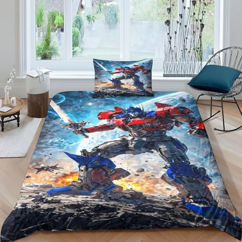 EVMILA Transformers Bettwäschegarnitur Bettbezug Set Für Kinder Mädchen Jungen 3D Gedruckter Optimus Prime Bettwäsche Und Kissenbezüge Weich Microfaser Reissverschluss 2 Teilig Single?135x200cm? EVMILA Transformers Bettwäschegarnitur Bettbezug Set Für Kinder Mädchen Jungen 3D Gedruckter Optimus Prime Bettwäsche Und Kissenbezüge Weich Microfaser Reissverschluss 2 Teilig Single?135x200cm?