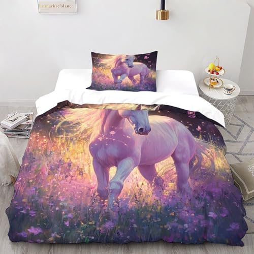 SOBKLIDE Rosa Bettbezug Bettwäsche Sets Kinderbettwäsche Reißverschluss Kissenbezug Betten Niedliche Tiere Für Jugendliche Kinder Schlafzimmer Single?135x200cm?
