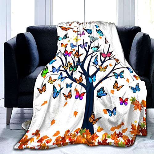 iftoday Schmetterlings-Decke, weich, leicht, Flanell-Fleece, Cartoon-Überwurf, Decken, Bettwäsche für Bett, Sofa, Couch, Stuhl, Reisen, 203,2 x 152,4 cm