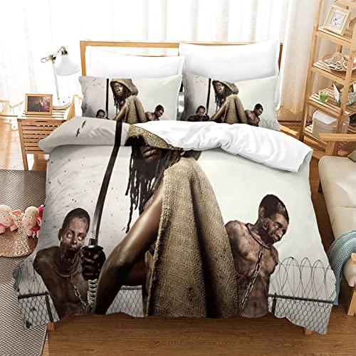 OROXCO The Walking Dead Poster Bettbezug 3D-bedruckter Steppdeckenbezug Mit Reißverschluss, Geschlossen, Mit Kissenbezug, Mikrofaser-Steppdeckenbez ug-Set Doppelt King?220x240cm?